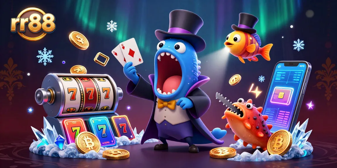 Experience thrilling games at rr88 with a lively illustration showcasing casino magic and vibrant characters.