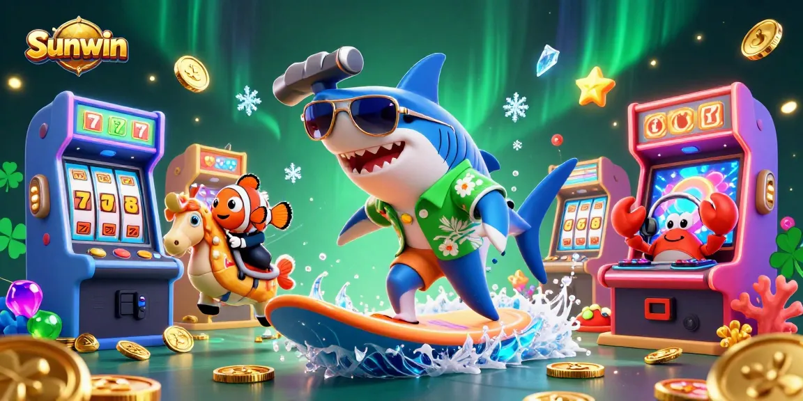 Experience vibrant casino action with Sunwin's playful characters amidst waves of gold coins and gaming excitement.