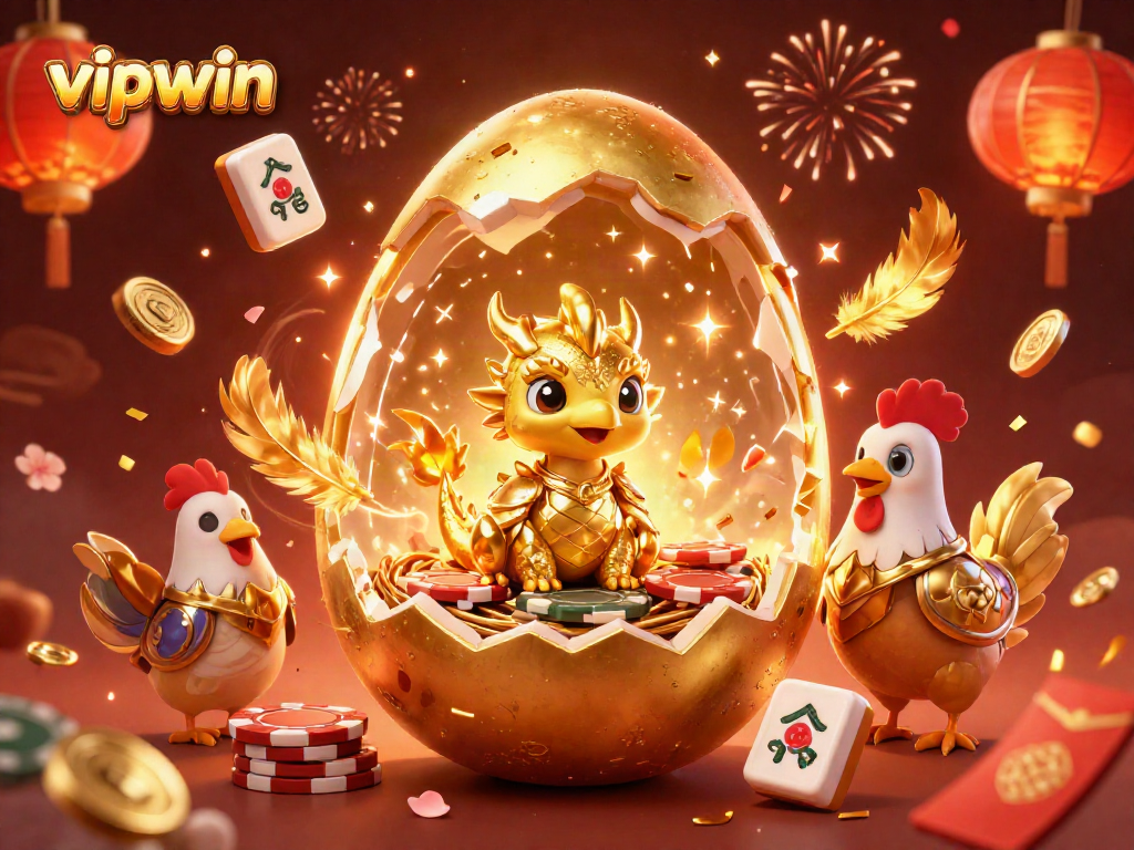 Experience festive vipwin gaming moments with a golden dragon emerging in a vibrant casino scene.