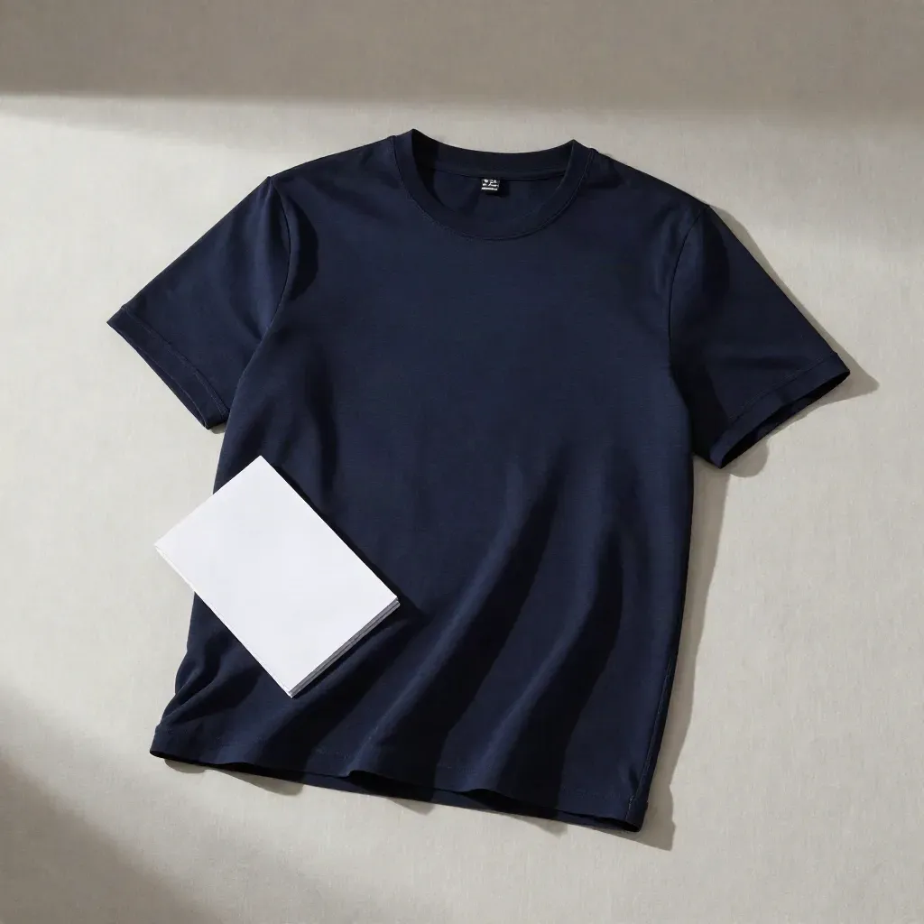 Navy clubshirt met witte details op een lichte achtergrond, strak en minimalistisch.